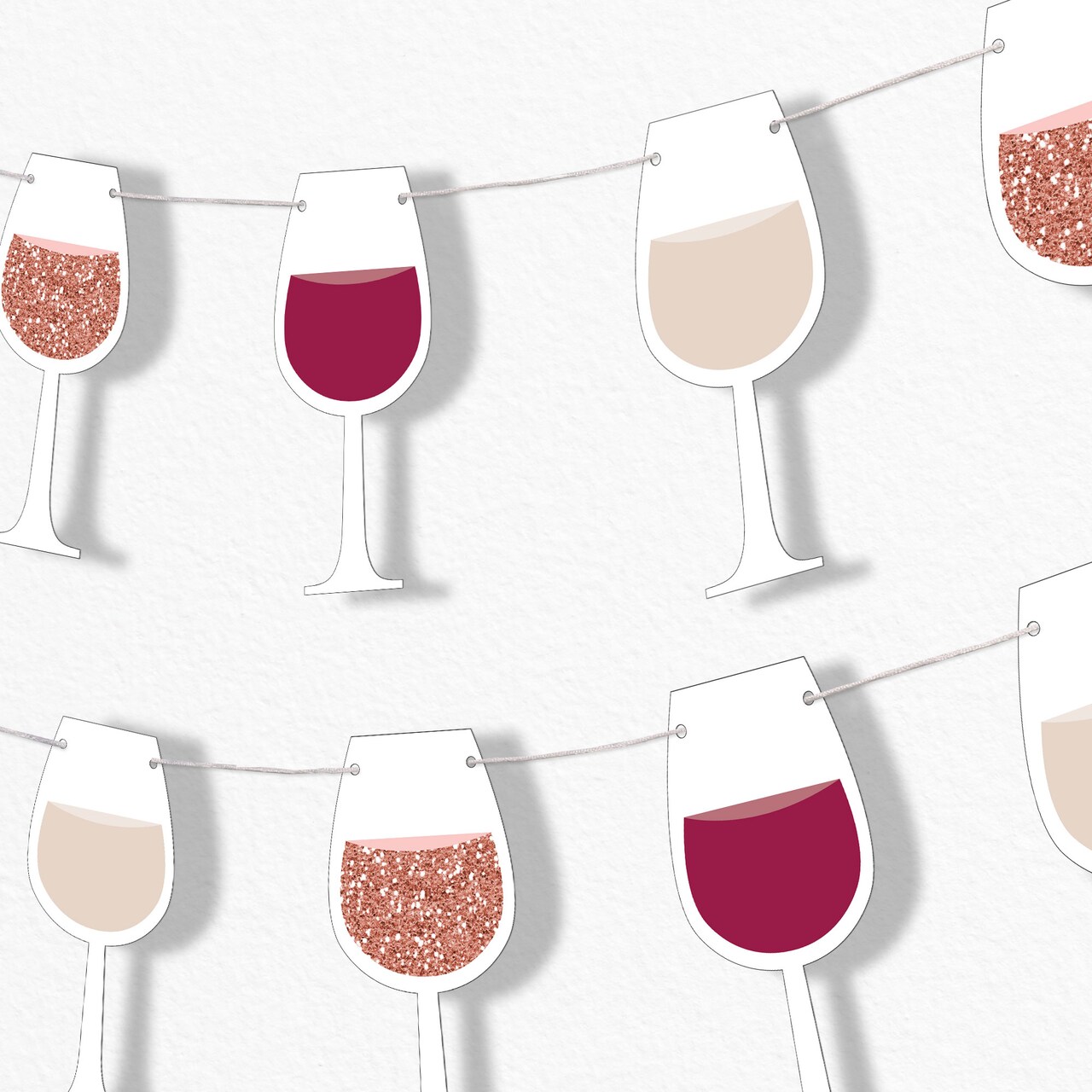 Big Dot of Happiness But First Wine Garland Banner Adult Birthday Party Backdrop 30 Feet of Cord 15 Double Sided Paper Red and White Wine Glass Shapes